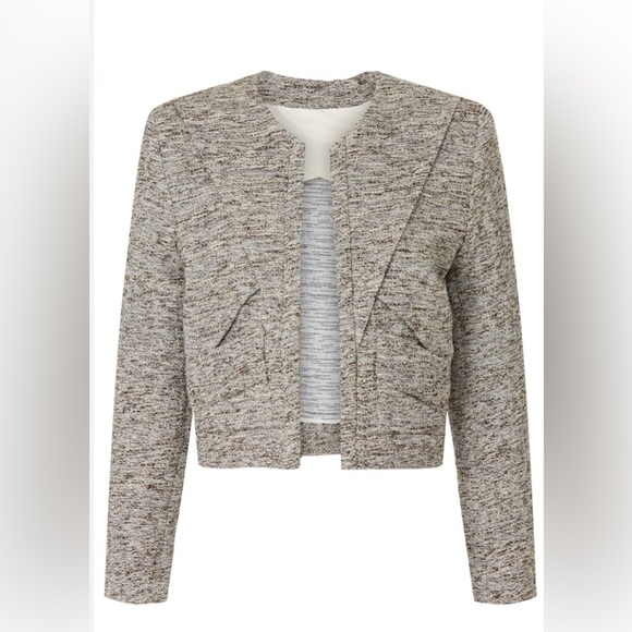 Iro Metallic Nakilo Jacket Blazer Sz 36 Silver Gray White - Picture 2 of 8